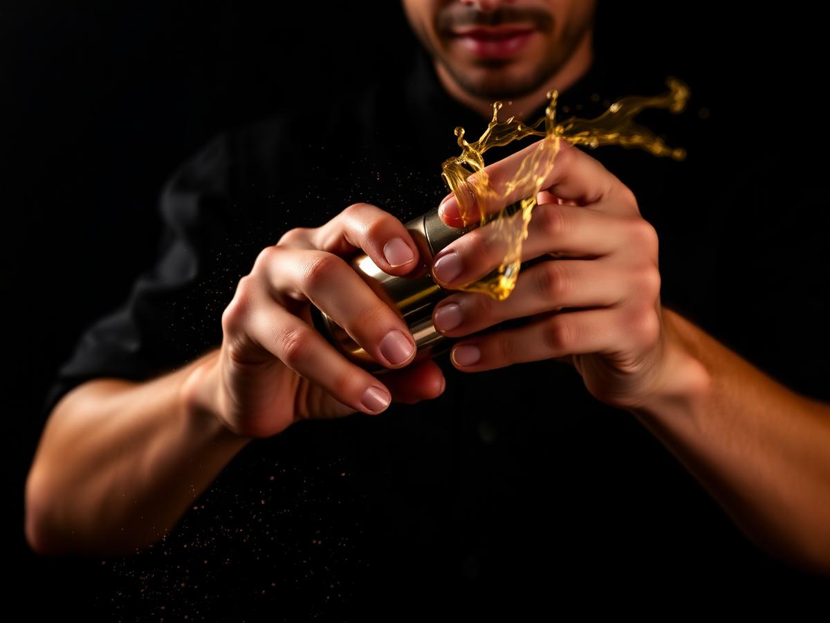 Bartender shaking a cocktail